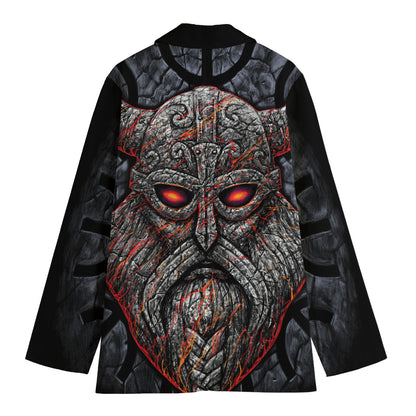 Ancient Viking Norse God Odin Print Women's Cotton Blazer