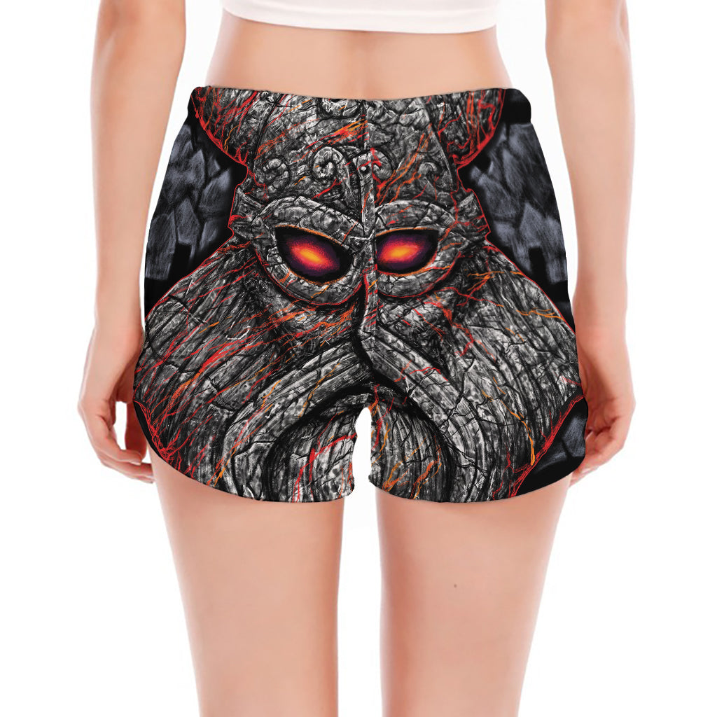 Ancient Viking Norse God Odin Print Women's Split Running Shorts