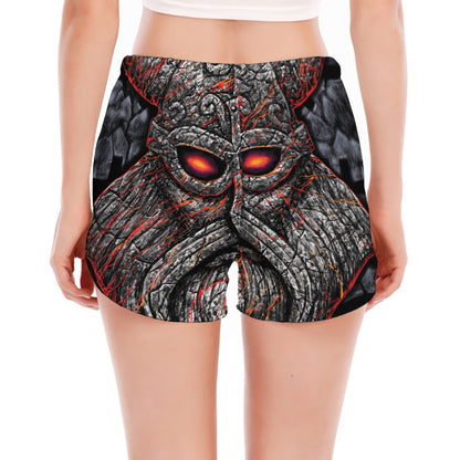 Ancient Viking Norse God Odin Print Women's Split Running Shorts