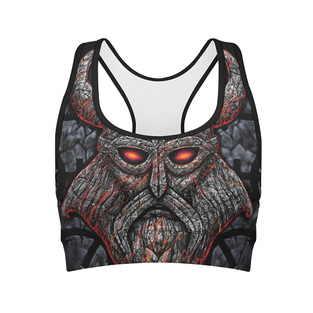 Ancient Viking Norse God Odin Print Women's Sports Bra