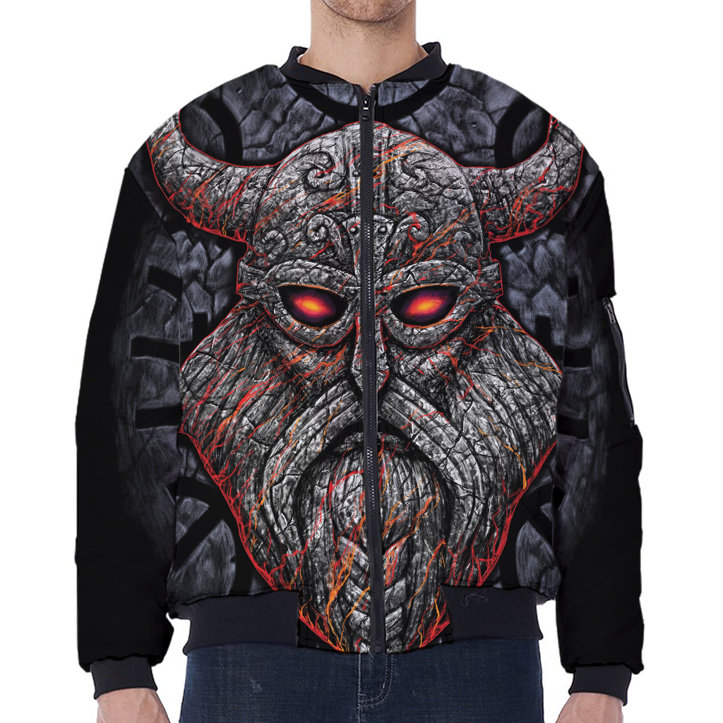 Ancient Viking Norse God Odin Print Zip Sleeve Bomber Jacket