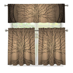 Ancient Yggdrasil Tree Print 3 Piece Kitchen Curtains