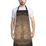 Ancient Yggdrasil Tree Print Bib Apron With Pocket