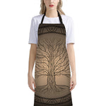 Ancient Yggdrasil Tree Print Bib Apron With Pocket