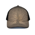 Ancient Yggdrasil Tree Print Black Mesh Trucker Cap