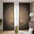 Ancient Yggdrasil Tree Print Dimout Pencil Pleat Curtains