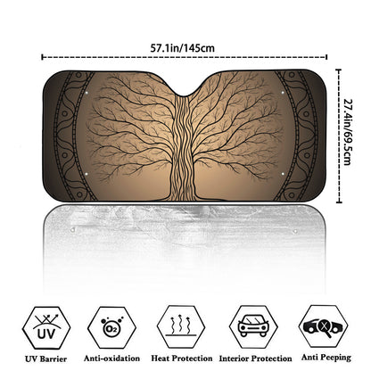 Ancient Yggdrasil Tree Print Car Windshield Sun Shade