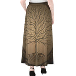 Ancient Yggdrasil Tree Print Chiffon Maxi Skirt
