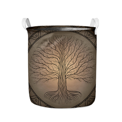 Ancient Yggdrasil Tree Print Collapsible Laundry Basket