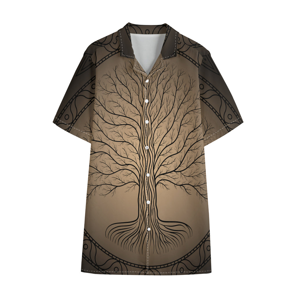 Ancient Yggdrasil Tree Print Cotton Hawaiian Shirt