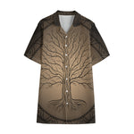 Ancient Yggdrasil Tree Print Cotton Hawaiian Shirt