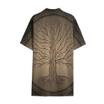 Ancient Yggdrasil Tree Print Cotton Hawaiian Shirt