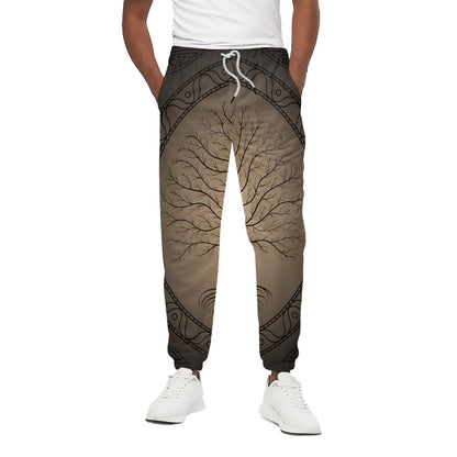 Ancient Yggdrasil Tree Print Cotton Pants