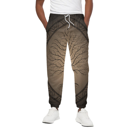 Ancient Yggdrasil Tree Print Cotton Pants
