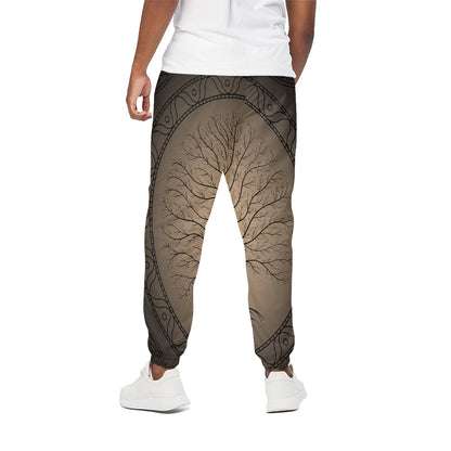 Ancient Yggdrasil Tree Print Cotton Pants
