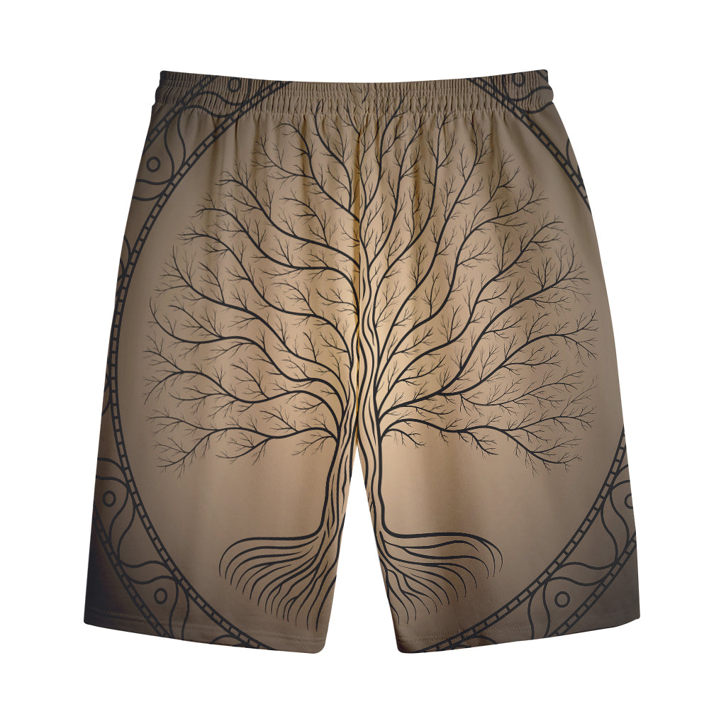 Ancient Yggdrasil Tree Print Cotton Shorts