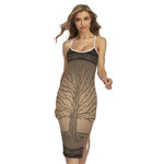 Ancient Yggdrasil Tree Print Cross Back Cami Dress