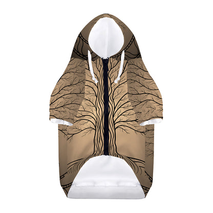 Ancient Yggdrasil Tree Print Dog Zip Up Hoodie