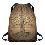 Ancient Yggdrasil Tree Print Drawstring Backpack