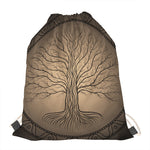 Ancient Yggdrasil Tree Print Drawstring Bag