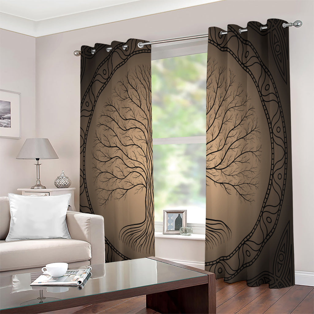 Ancient Yggdrasil Tree Print Extra Wide Grommet Curtains