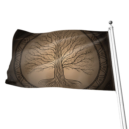 Ancient Yggdrasil Tree Print Flag