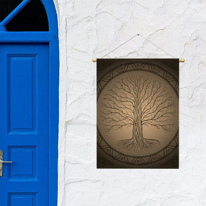 Ancient Yggdrasil Tree Print Garden Flag