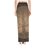 Ancient Yggdrasil Tree Print High Slit Maxi Skirt