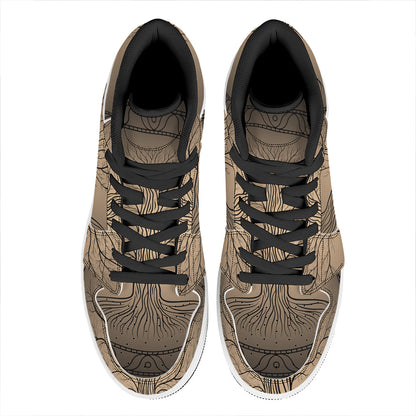 Ancient Yggdrasil Tree Print High Top Leather Sneakers