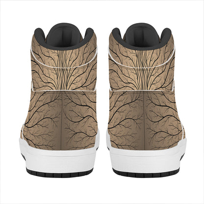 Ancient Yggdrasil Tree Print High Top Leather Sneakers