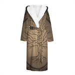 Ancient Yggdrasil Tree Print Hooded Bathrobe