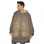 Ancient Yggdrasil Tree Print Hoodie Blanket
