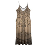 Ancient Yggdrasil Tree Print Jersey Midi Cami Dress