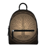 Ancient Yggdrasil Tree Print Leather Backpack