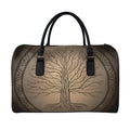 Ancient Yggdrasil Tree Print Leather Duffel Bag