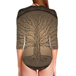 Ancient Yggdrasil Tree Print Long Sleeve Swimsuit