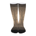 Ancient Yggdrasil Tree Print Long Socks