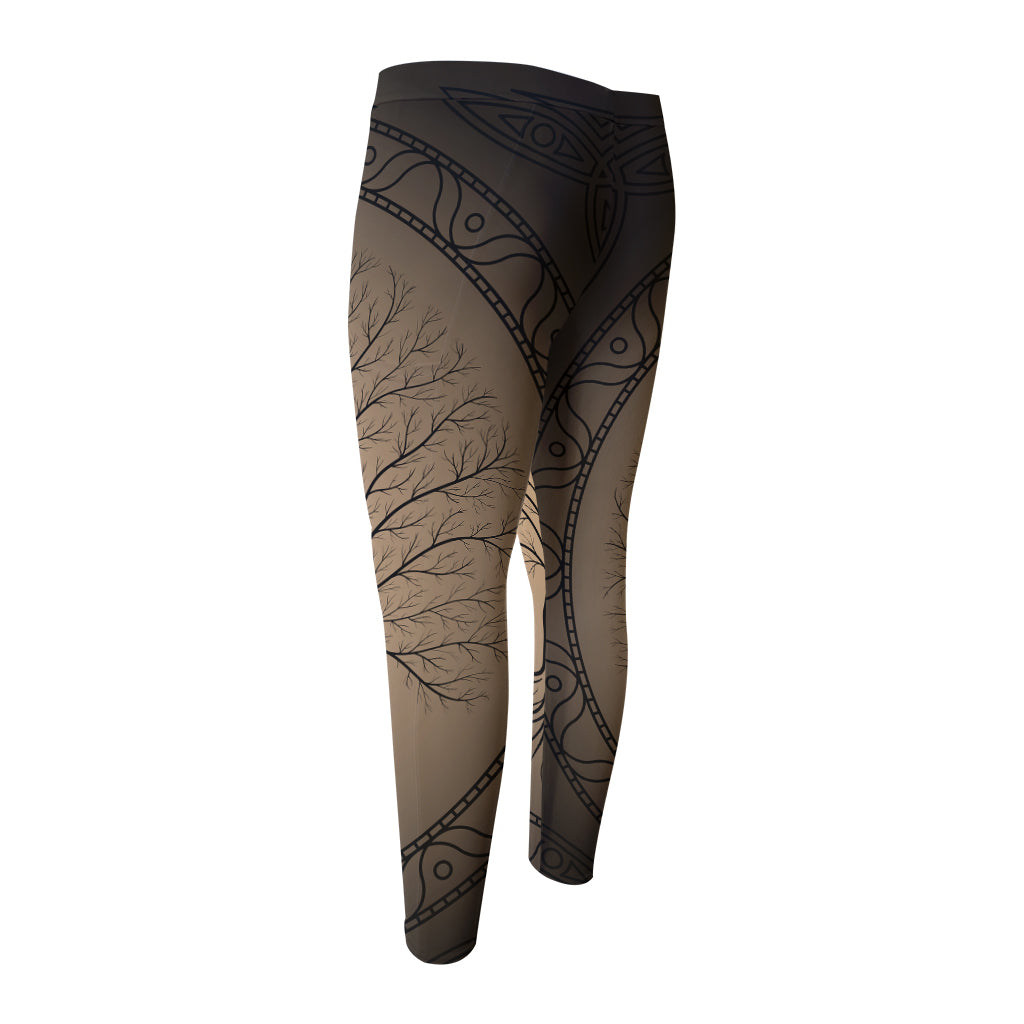 Ancient Yggdrasil Tree Print Men's Compression Pants