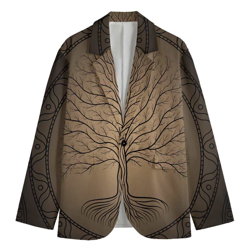 Ancient Yggdrasil Tree Print Men's Cotton Blazer