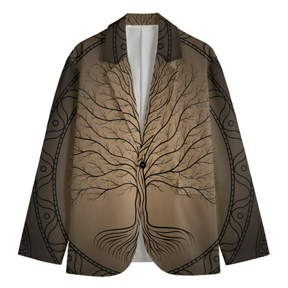 Ancient Yggdrasil Tree Print Men's Cotton Blazer
