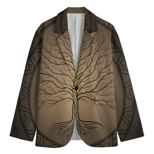 Ancient Yggdrasil Tree Print Men's Cotton Blazer