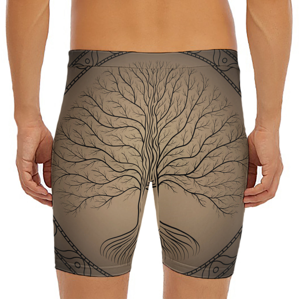 Ancient Yggdrasil Tree Print Men's Long Boxer Briefs