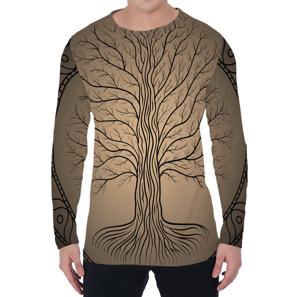 Ancient Yggdrasil Tree Print Men's Long Sleeve T-Shirt