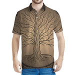 Ancient Yggdrasil Tree Print Men's Polo Shirt