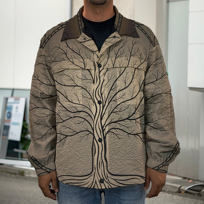 Ancient Yggdrasil Tree Print Men's Shirt Jacket