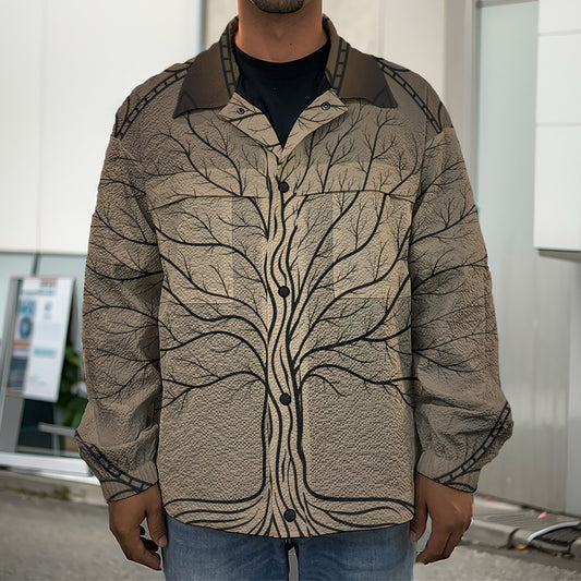 Ancient Yggdrasil Tree Print Men's Shirt Jacket