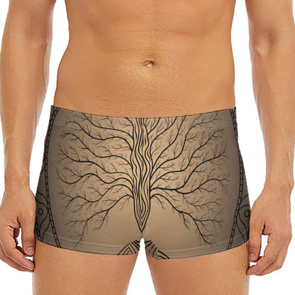 Ancient Yggdrasil Tree Print Men's Short Boxer Briefs