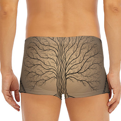 Ancient Yggdrasil Tree Print Men's Short Boxer Briefs