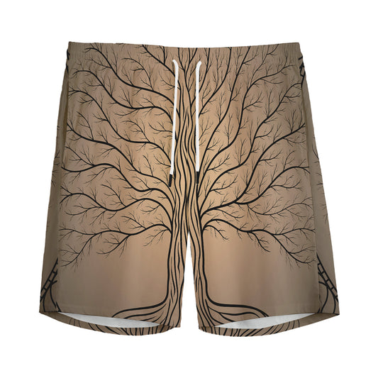 Ancient Yggdrasil Tree Print Men's Sports Shorts
