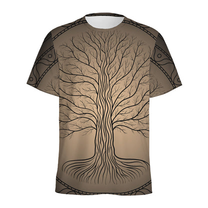 Ancient Yggdrasil Tree Print Men's Sports T-Shirt